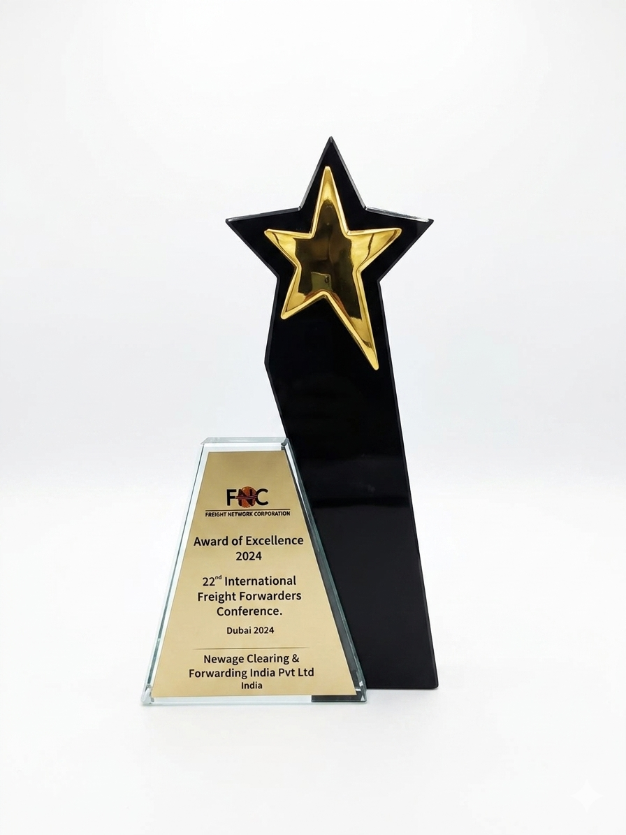 FNC Award of Excellence 2024 presented to NewAge Clearing and Forwarding India at Dubai conference