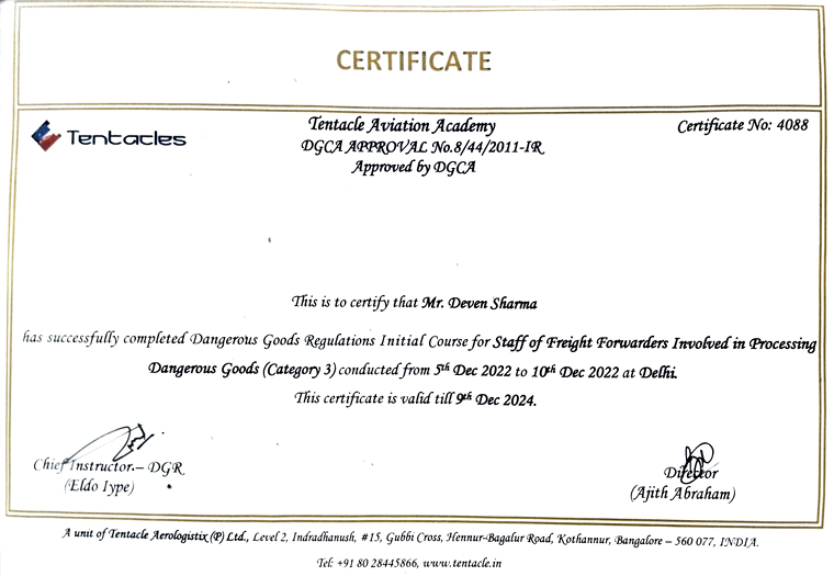 Accreditation certificate